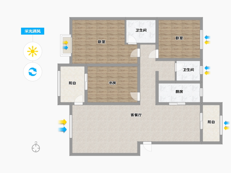 河南省-新乡市-绿茵河畔-135.00-户型库-采光通风