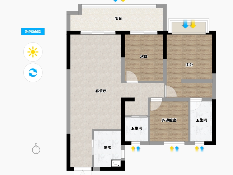 河南省-商丘市-碧桂园·公园上城-84.09-户型库-采光通风