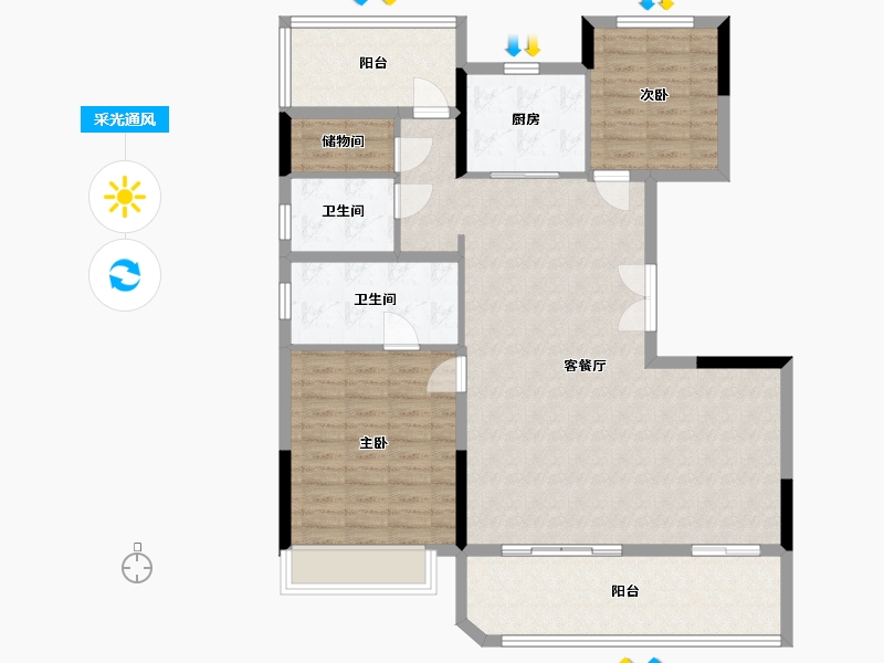 安徽省-合肥市-铂悦天汇-124.73-户型库-采光通风