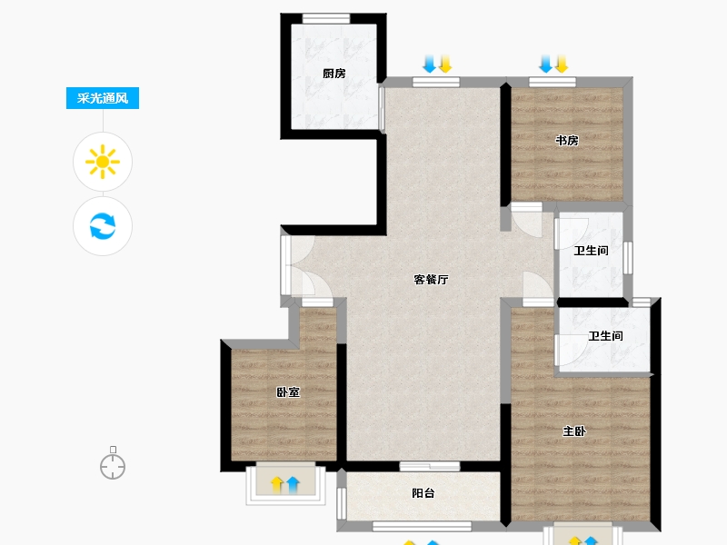 山西省-运城市-瑞璟华府-98.70-户型库-采光通风