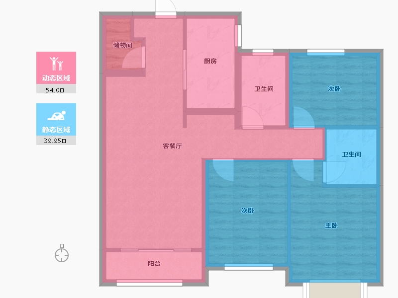 河北省-邯郸市-铂悦雅园22号楼中户-84.00-户型库-动静分区