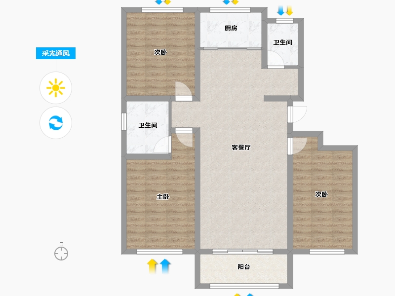 河北省-沧州市-怡欣花园-110.00-户型库-采光通风