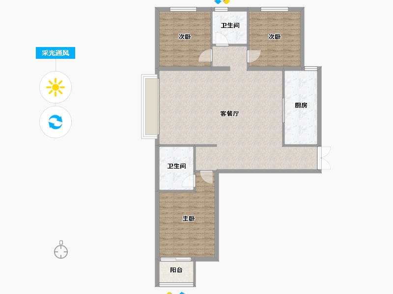 河北省-邯郸市-顺田君邑-110.00-户型库-采光通风