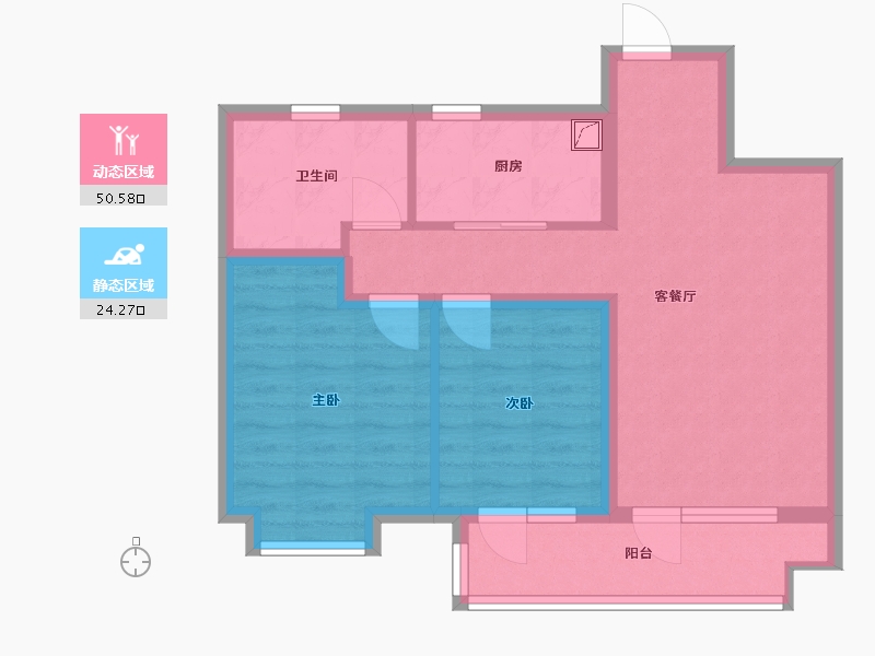 山东省-青岛市-空港澜庭美地B区-65.88-户型库-动静分区