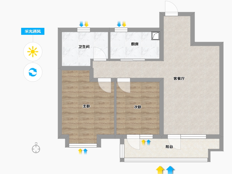 山东省-青岛市-空港澜庭美地B区-65.88-户型库-采光通风