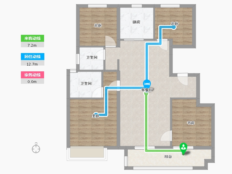 浙江省-绍兴市-兴望轩-100.50-户型库-动静线