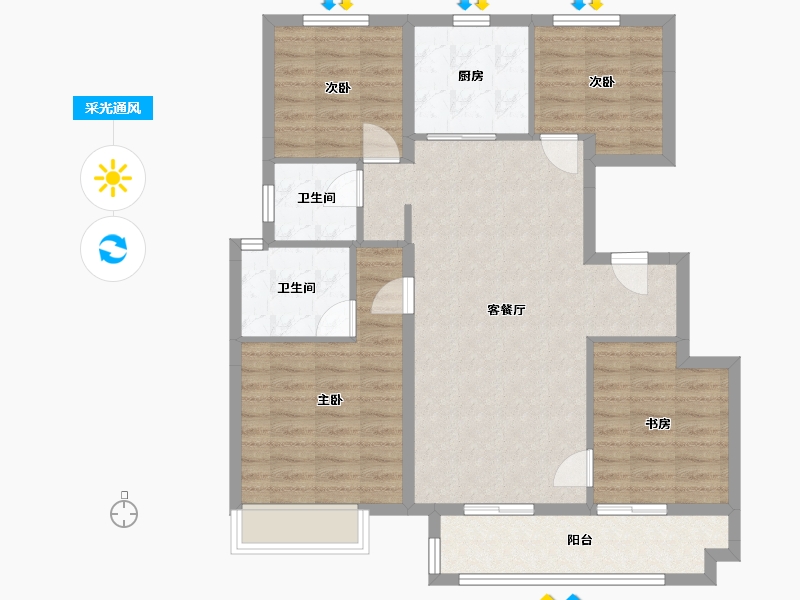 浙江省-绍兴市-兴望轩-100.50-户型库-采光通风