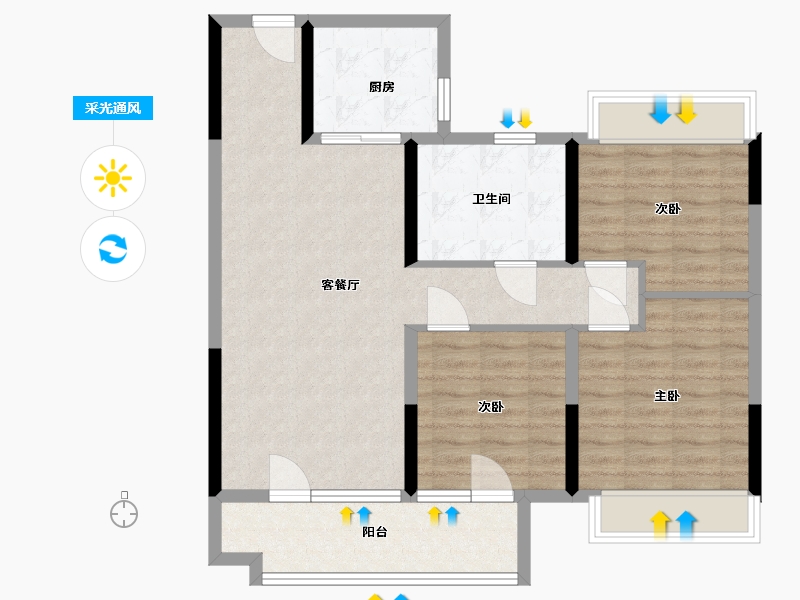 山东省-德州市-九衢世家-90.00-户型库-采光通风