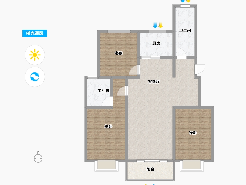 河北省-邯郸市-张窑村-120.00-户型库-采光通风