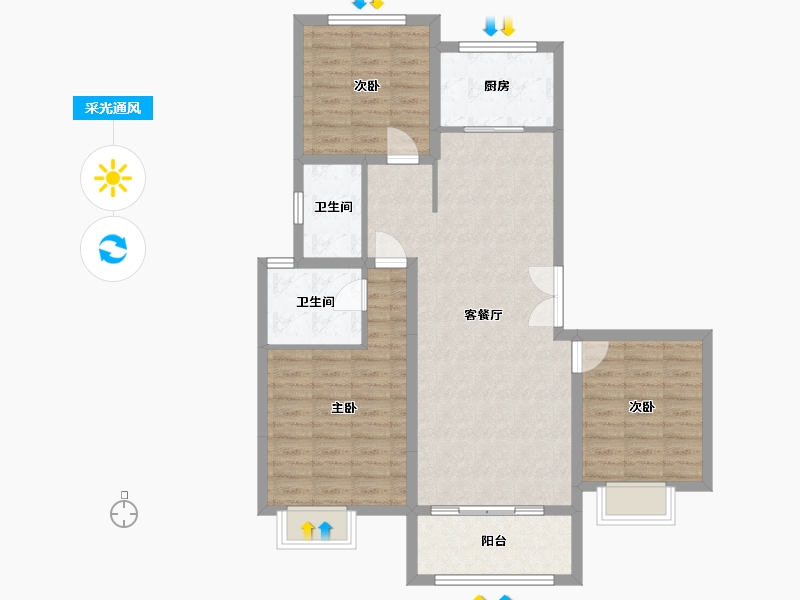 河南省-周口市-湖缘大境-105.00-户型库-采光通风