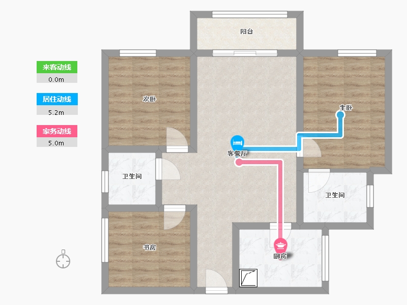 重庆-重庆市-金源住宅小区-76.00-户型库-动静线