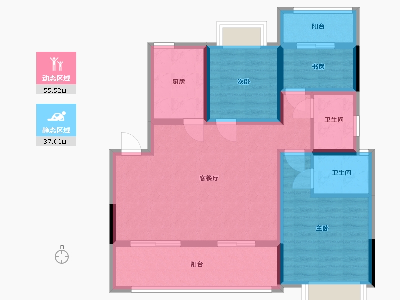 四川省-广安市-时代君临阁-107.00-户型库-动静分区