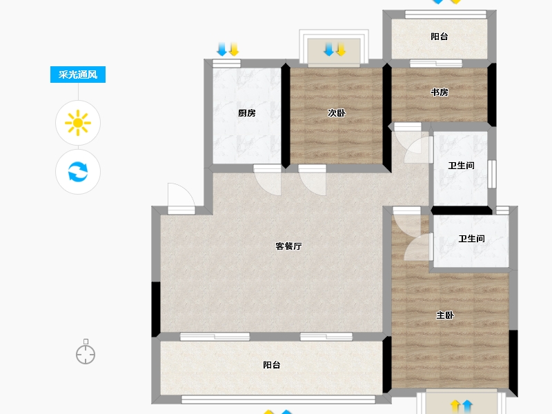 四川省-广安市-时代君临阁-107.00-户型库-采光通风