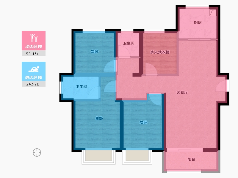 天津-天津市-爱情缤纷里-87.00-户型库-动静分区