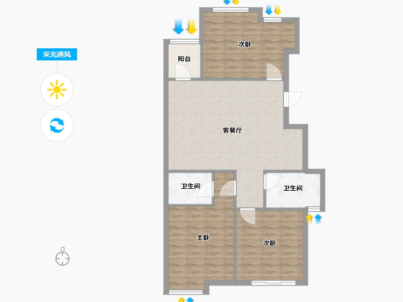 浙江省-杭州市-赞成岭上花苑-110.00-户型库-采光通风