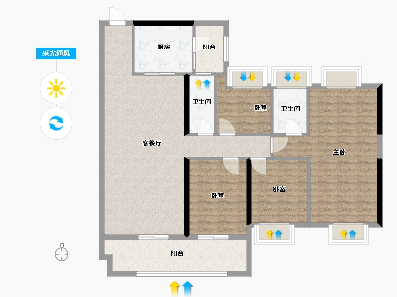 广东省-云浮市-翰林春天-116.00-户型库-采光通风