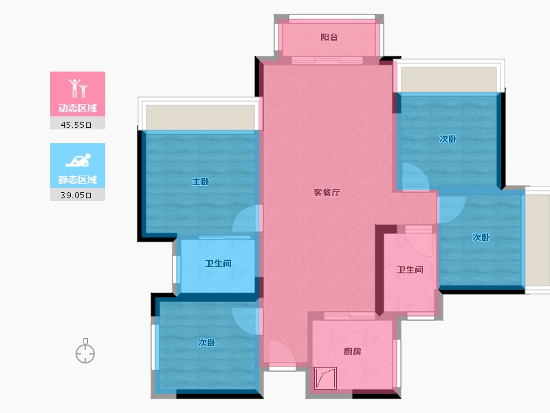 贵州省-毕节市-阳光云湖-88.00-户型库-动静分区