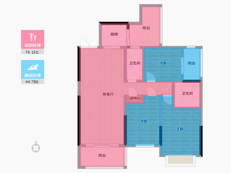 湖南省-怀化市-济世华府-103.96-户型库-动静分区