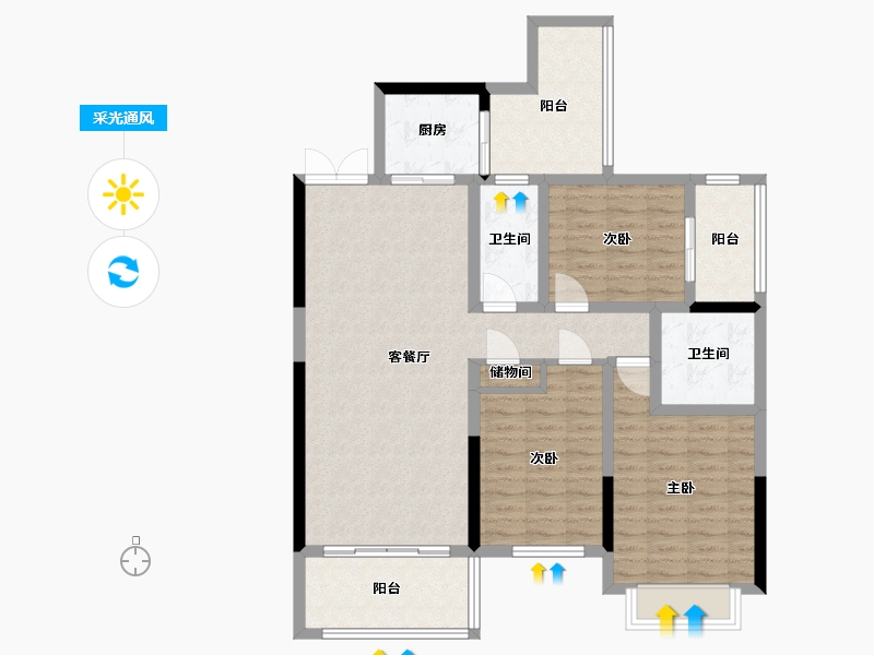 湖南省-怀化市-济世华府-103.96-户型库-采光通风