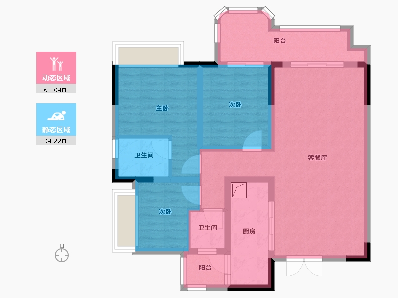 重庆-重庆市-旺龙湖 云景-89.70-户型库-动静分区