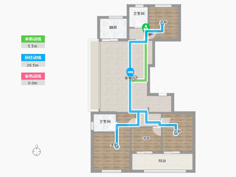 浙江省-嘉兴市-佳源 四季璟园-105.00-户型库-动静线