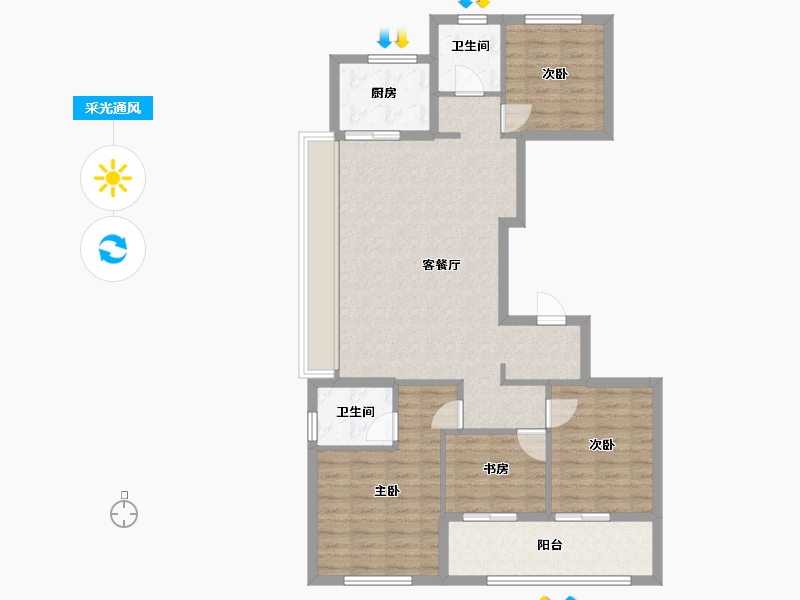 浙江省-嘉兴市-佳源 四季璟园-105.00-户型库-采光通风