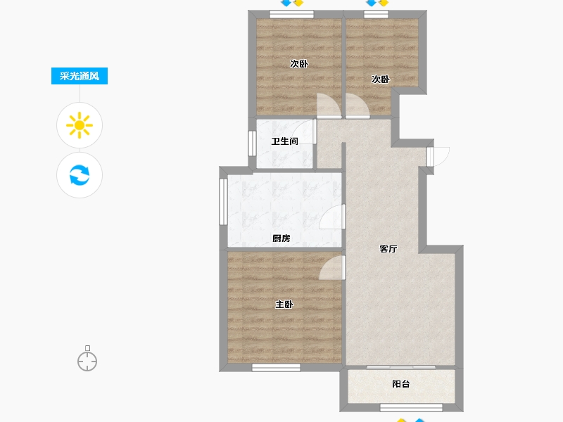 天津-天津市-文嘉花园-75.00-户型库-采光通风