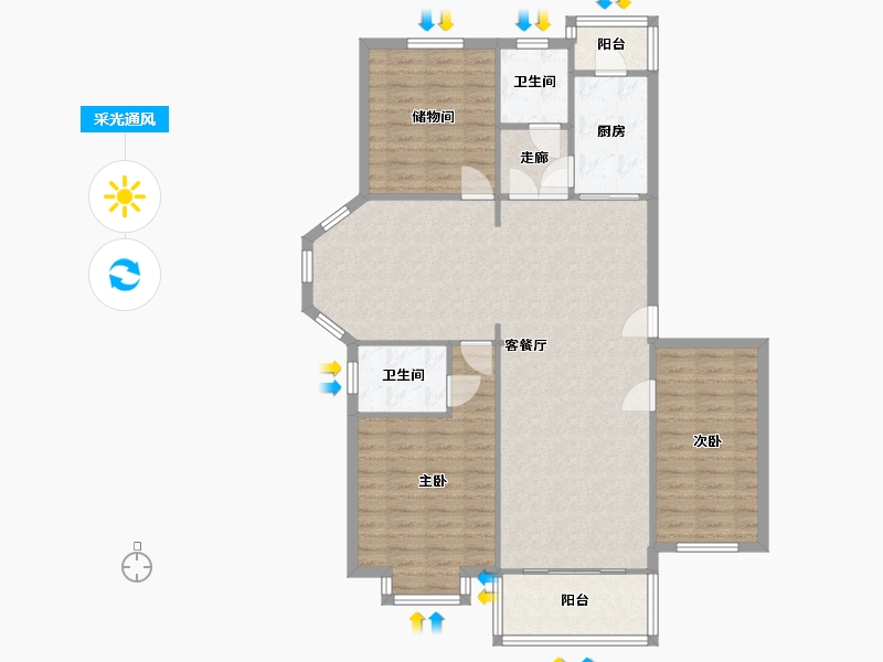 天津-天津市-御河湾-120.00-户型库-采光通风