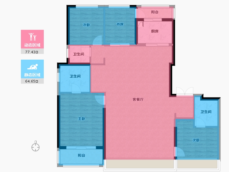 陕西省-西安市-中粮奥体壹号-130.00-户型库-动静分区