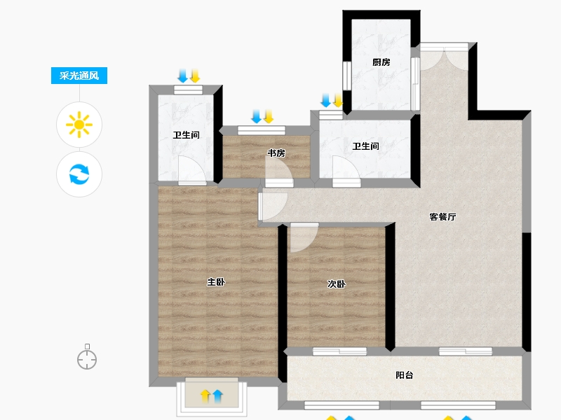 浙江省-温州市-澜悦府-89.00-户型库-采光通风