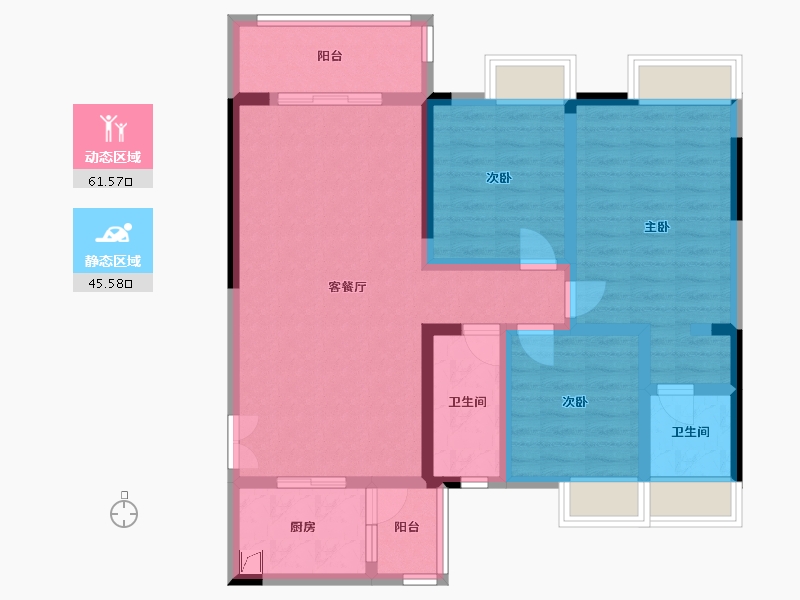 贵州省-遵义市-学府新苑-103.00-户型库-动静分区