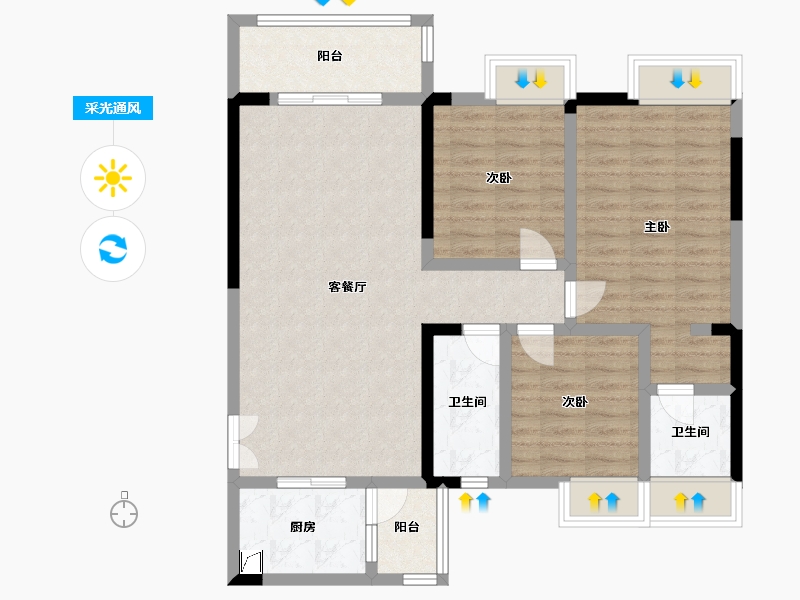 贵州省-遵义市-学府新苑-103.00-户型库-采光通风