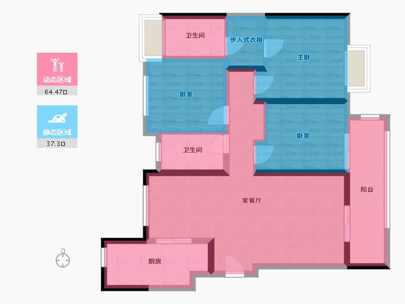 湖南省-岳阳市-融创环球中心-95.77-户型库-动静分区