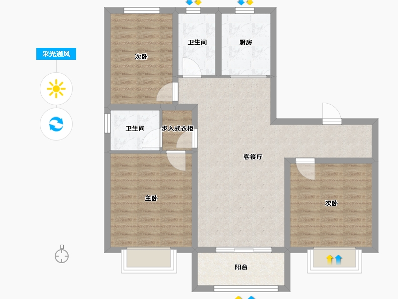 山东省-青岛市-东西营小区-96.00-户型库-采光通风