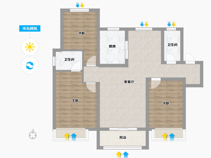 河北省-邢台市-御峰华府-120.00-户型库-采光通风