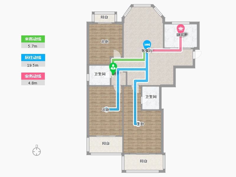 浙江省-杭州市-湖畔宽邸中央郡-128.80-户型库-动静线