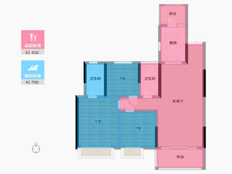 陕西省-汉中市-汉水华府-105.00-户型库-动静分区