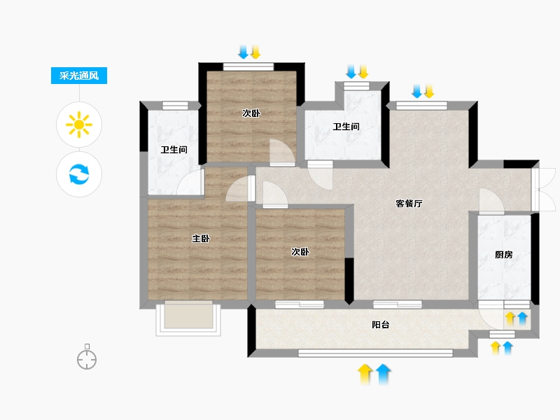 四川省-广安市-西宸大院-74.18-户型库-采光通风