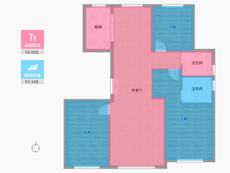 内蒙古自治区-鄂尔多斯市-金麟府-105.00-户型库-动静分区