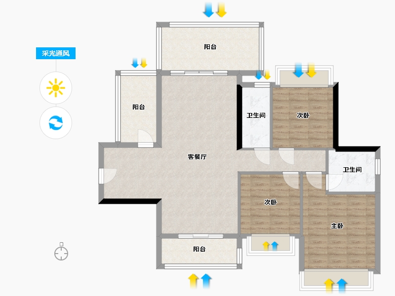 广东省-湛江市-万和乐华花园-103.33-户型库-采光通风