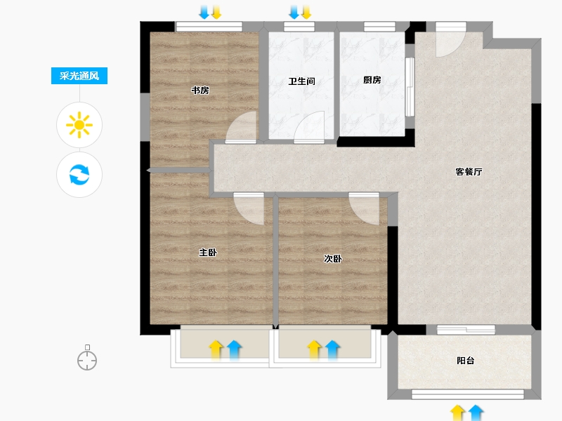 山东省-济南市-璟樾-73.00-户型库-采光通风