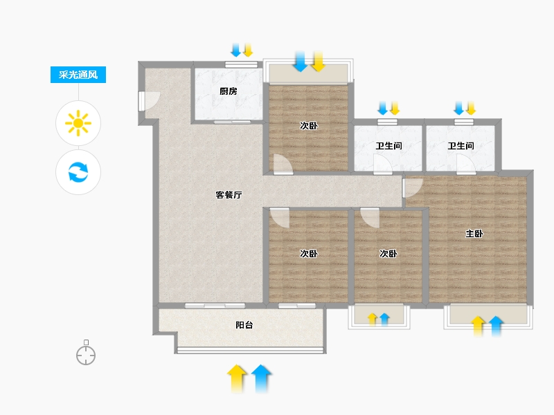 江苏省-徐州市-四季连城望悦-126.13-户型库-采光通风