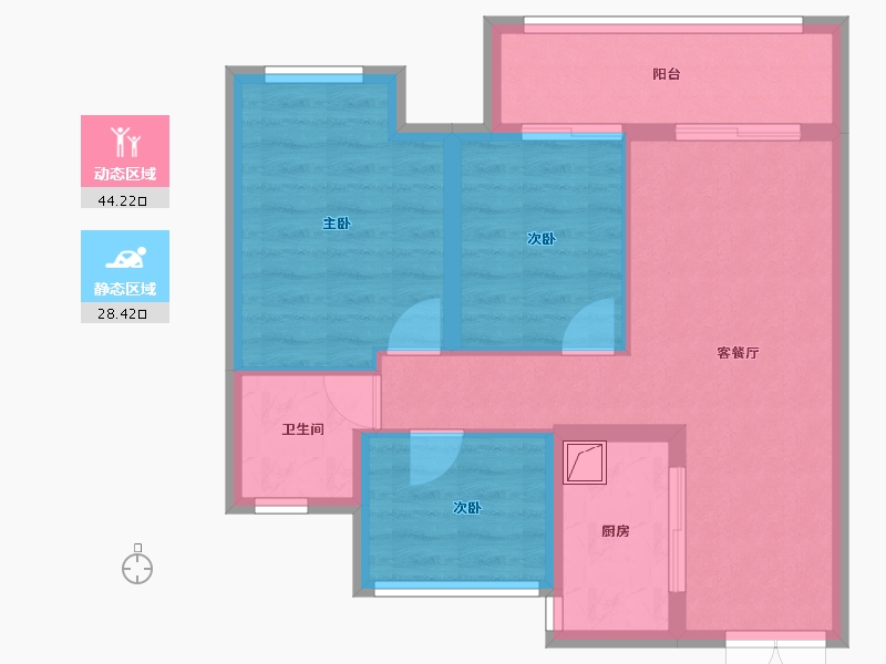 江苏省-苏州市-绿地香港理想城-66.75-户型库-动静分区