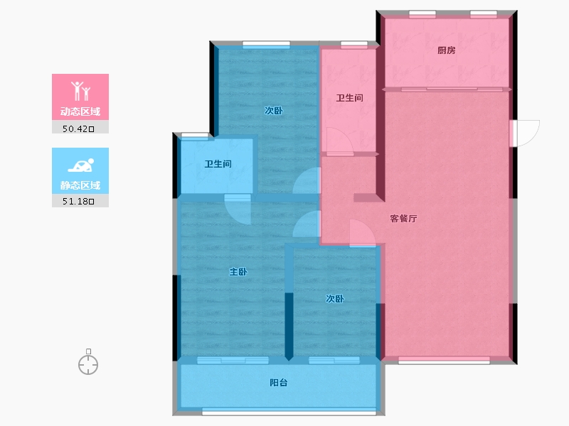 山东省-泰安市-绿地云水谣3期-101.00-户型库-动静分区