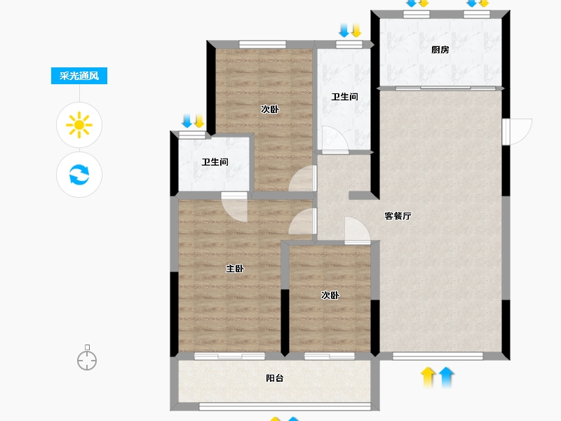 山东省-泰安市-绿地云水谣3期-101.00-户型库-采光通风