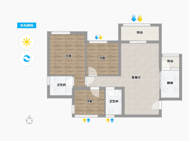 四川省-乐山市-冠领华府-84.00-户型库-采光通风