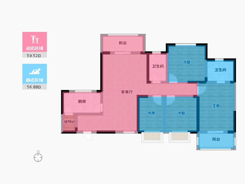 陕西省-西安市-兴隆鑫苑-100.00-户型库-动静分区