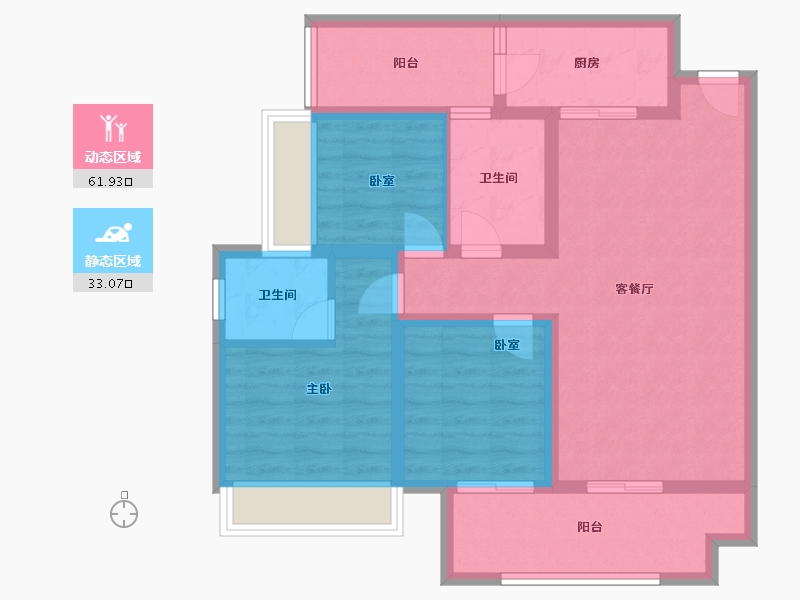 重庆-重庆市-阳光城中央大道-86.77-户型库-动静分区