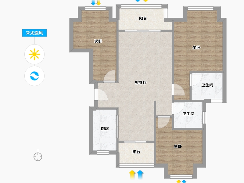 重庆-重庆市-龙湖.千山新屿-84.00-户型库-采光通风