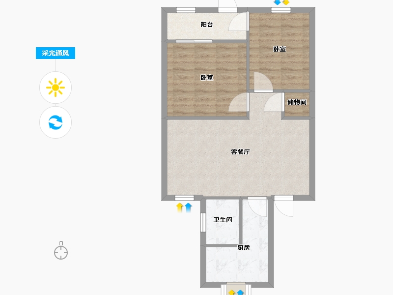 江西省-九江市-湖滨小区-南区-60.00-户型库-采光通风